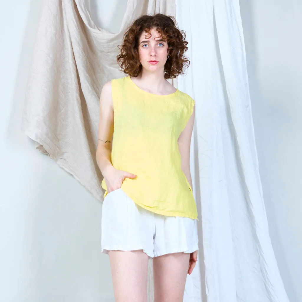 Sided buttoned linen tank wholesale