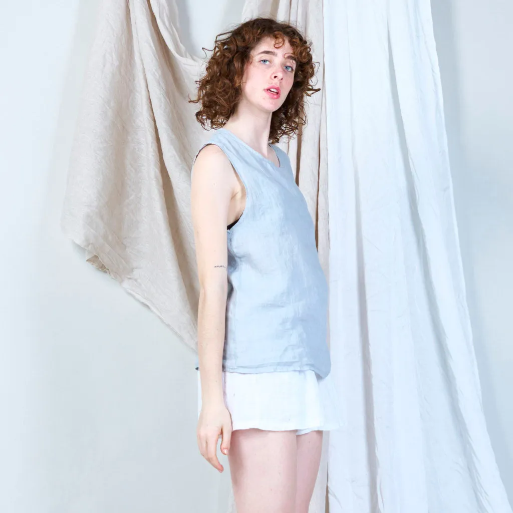 Sided buttoned linen tank wholesale
