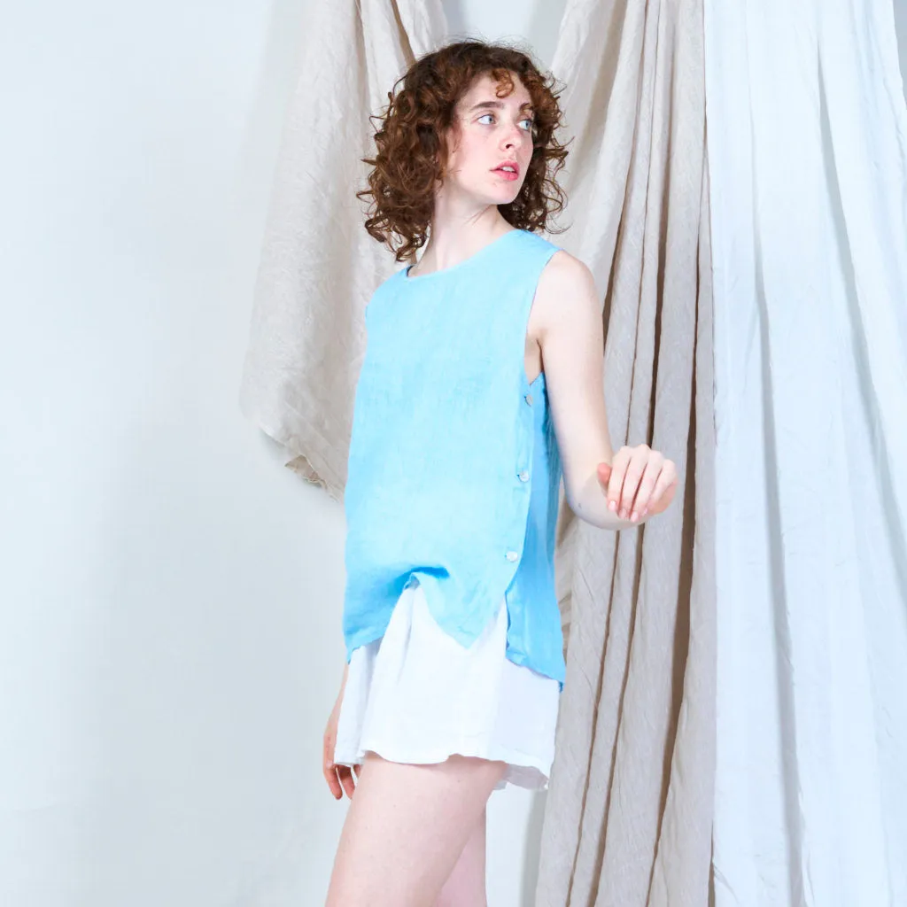 Sided buttoned linen tank wholesale