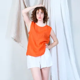 Sided buttoned linen tank wholesale