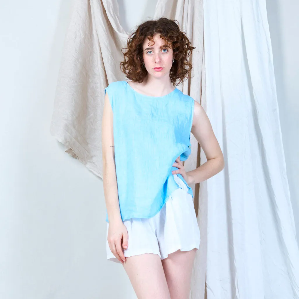 Sided buttoned linen tank wholesale