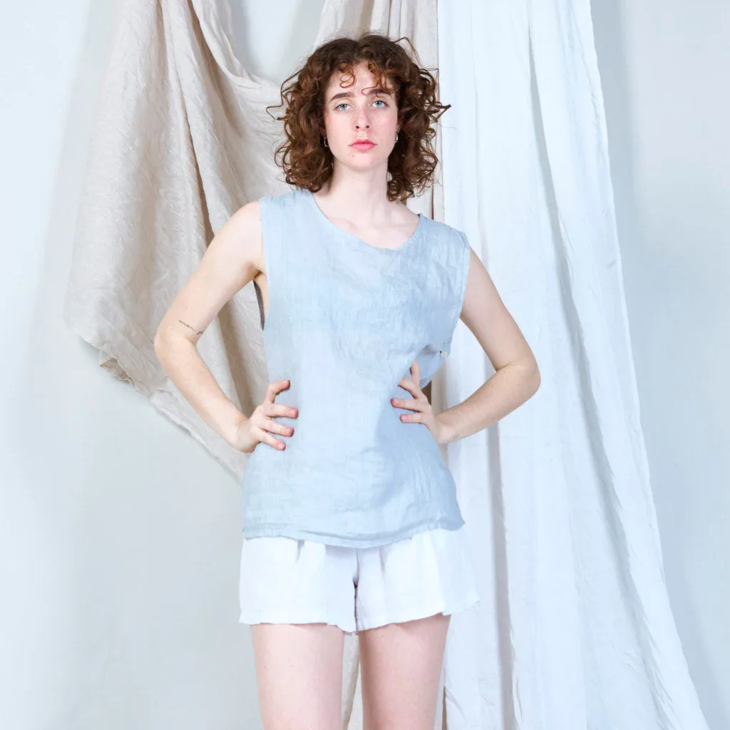 Sided buttoned linen tank wholesale