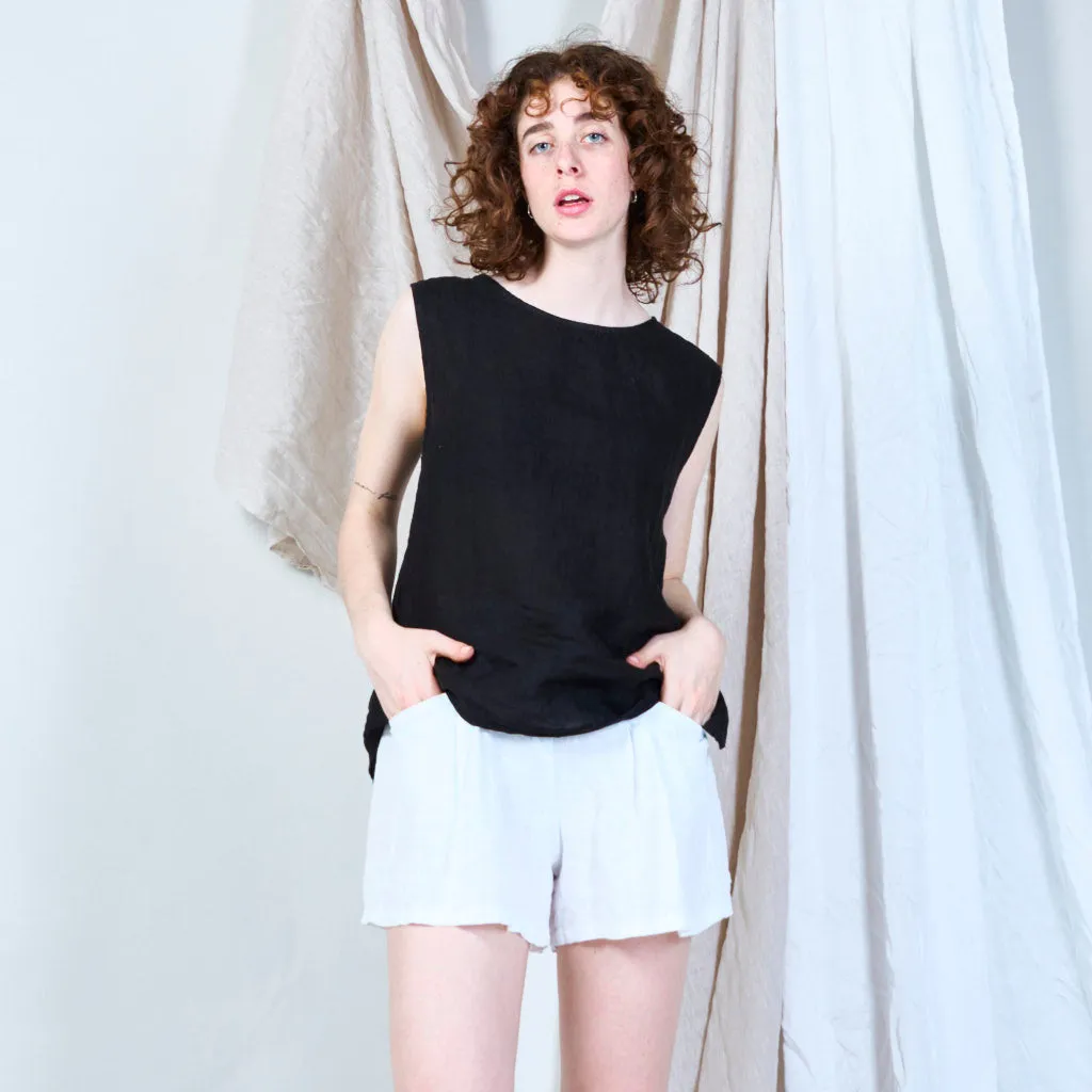 Sided buttoned linen tank wholesale