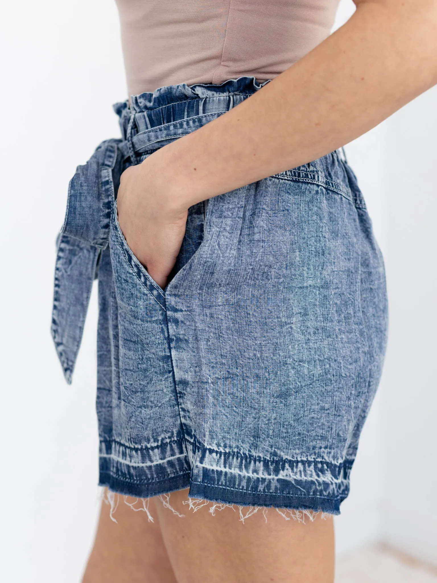 Stone Washed Tie Waist Short