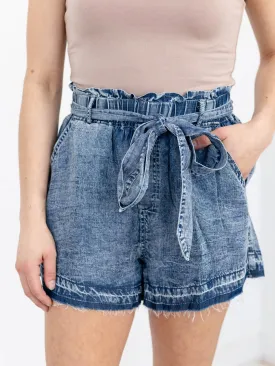 Stone Washed Tie Waist Short