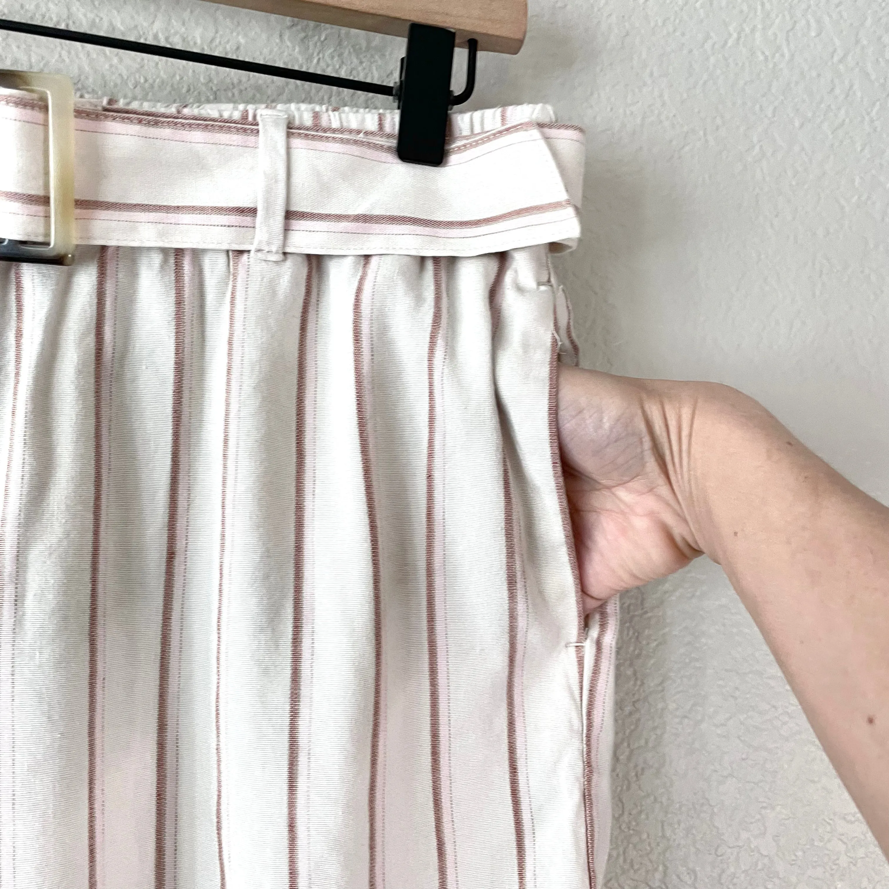 Striped Belted Crop Pants