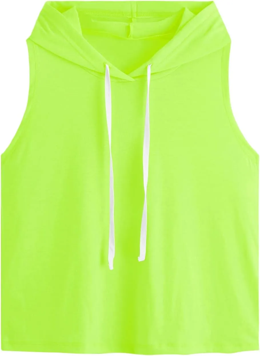 SweatyRocks Women's Summer Sleeveless Hooded Tank Top T-Shirt for Athletic Exercise Relaxed Breathable