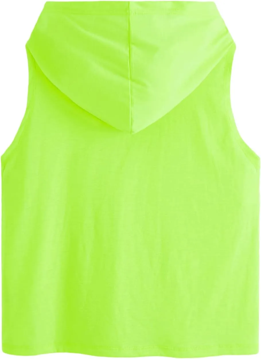 SweatyRocks Women's Summer Sleeveless Hooded Tank Top T-Shirt for Athletic Exercise Relaxed Breathable
