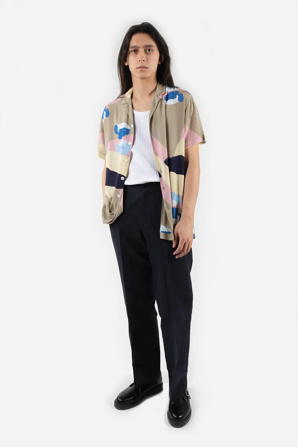 Tailored Trousers Cotton Linen Wide - Dark Navy