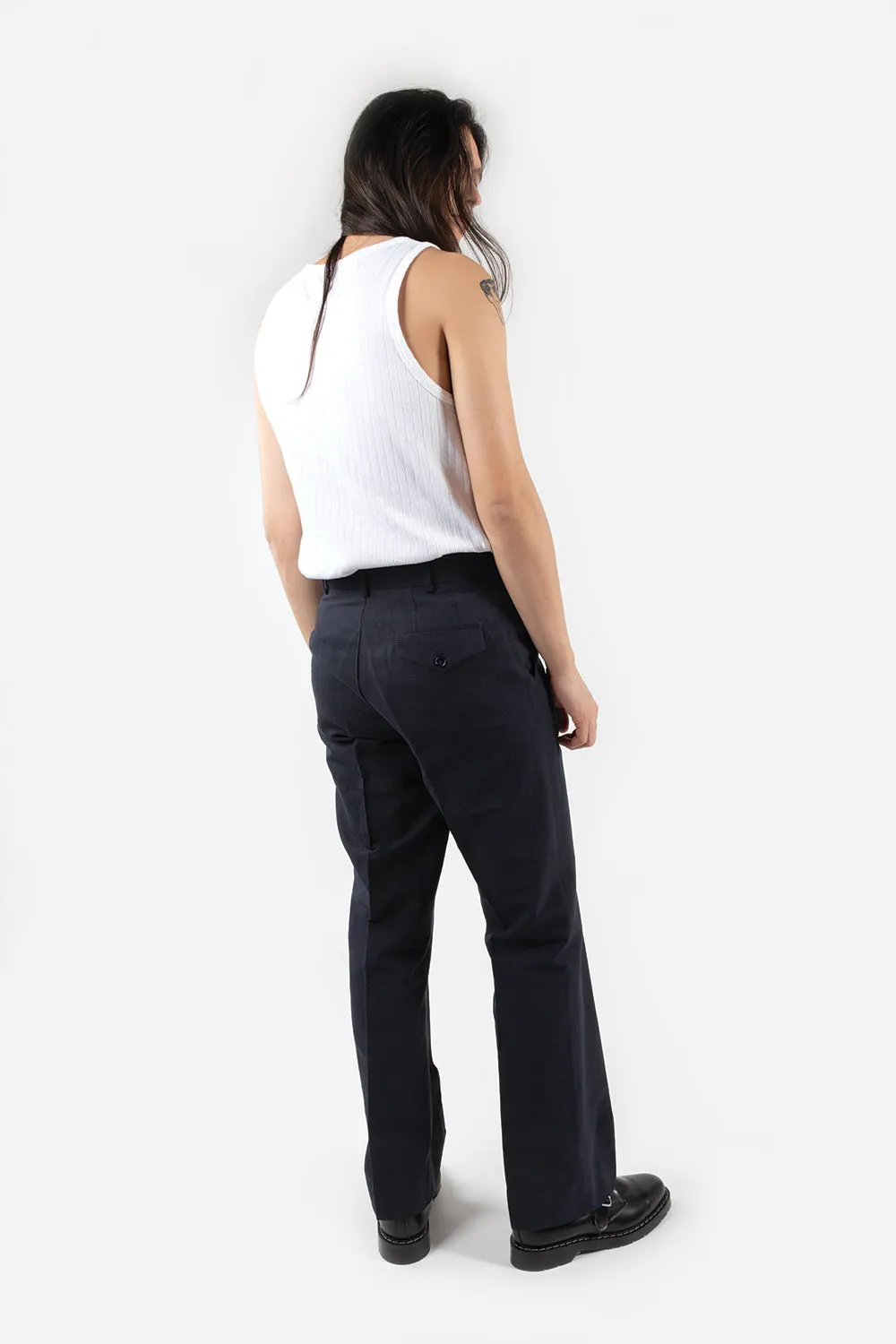 Tailored Trousers Cotton Linen Wide - Dark Navy