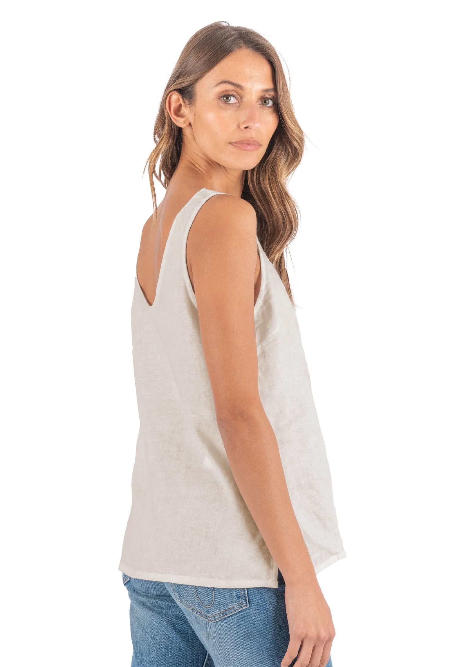 Tanya Tank Natural Linen Top
