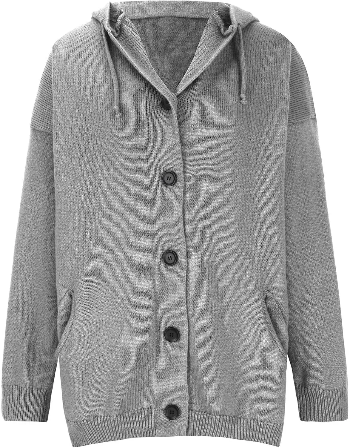 Thick Sweaters Cardigan for Women Plus Size Knitted Hooded Coat Long Sleeve Button Down Warm Jacket Hoodies with Pocket