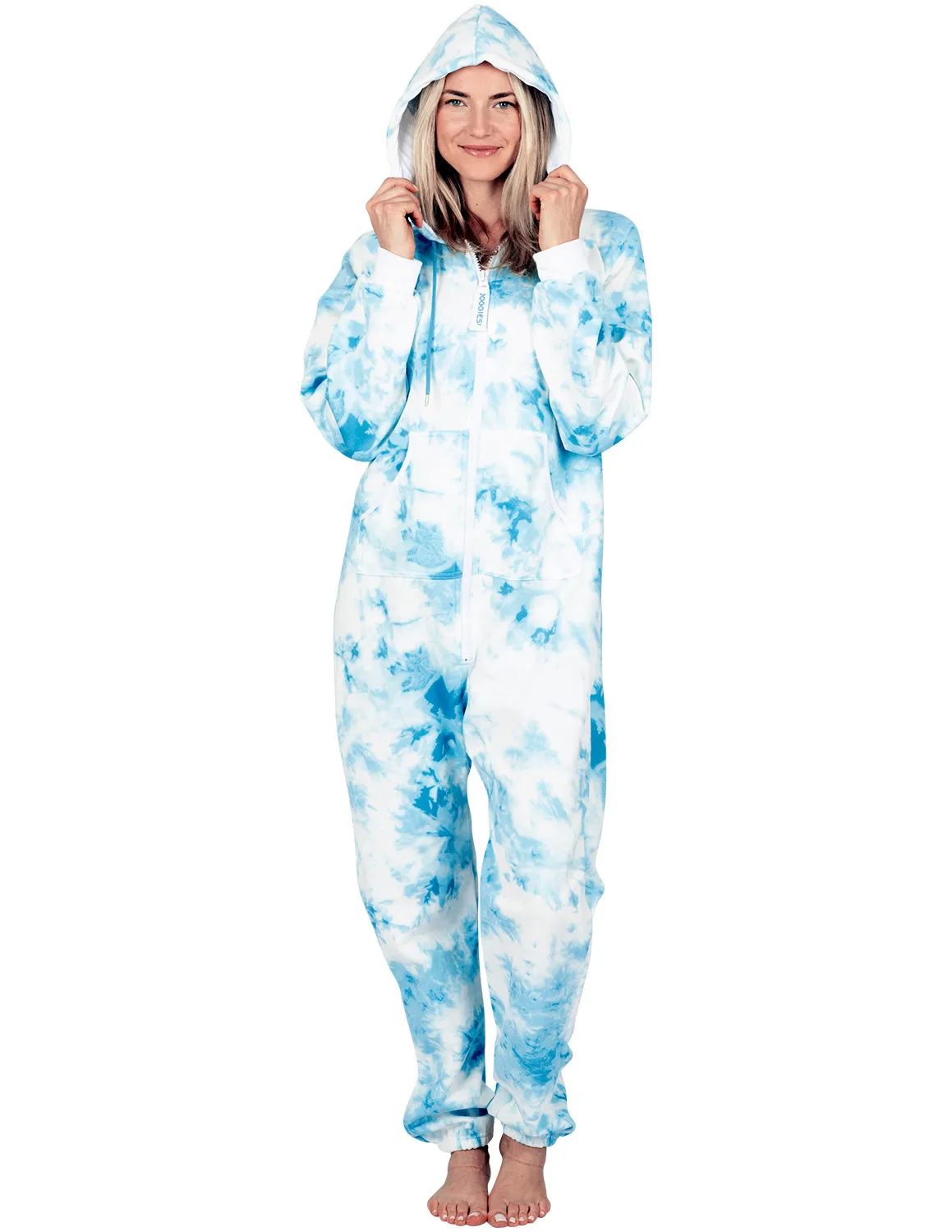 Tie Dye Blue Adult Footless Hoodie Onesie