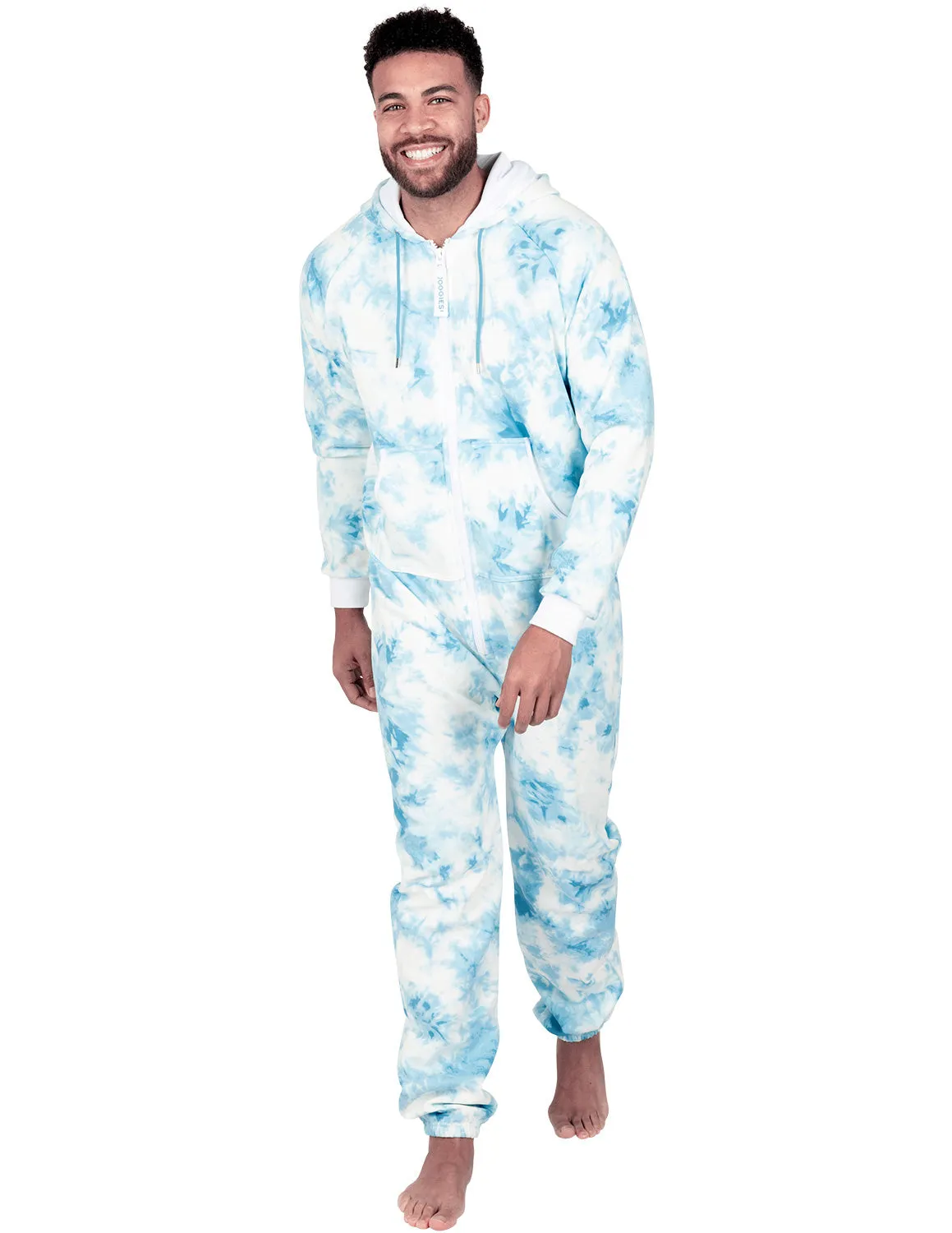 Tie Dye Blue Adult Footless Hoodie Onesie
