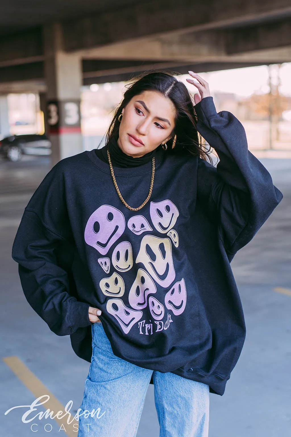 Tri Delta Smiley Face PR Crewneck