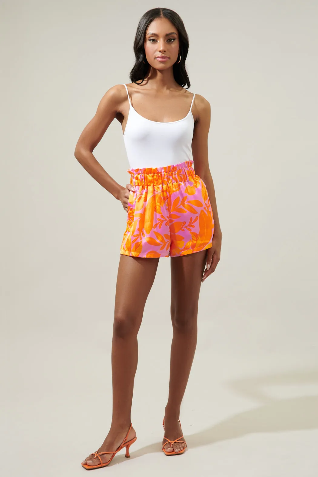 Tropicanna Satin Paper Bag Shorts