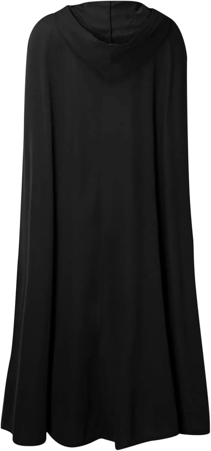 tuduoms Women Vinage Long Trench Coat, Gothic Hooded Cape Halloween Costumes Wool Blend Hooded Cape Poncho Maxi Cloak Coat