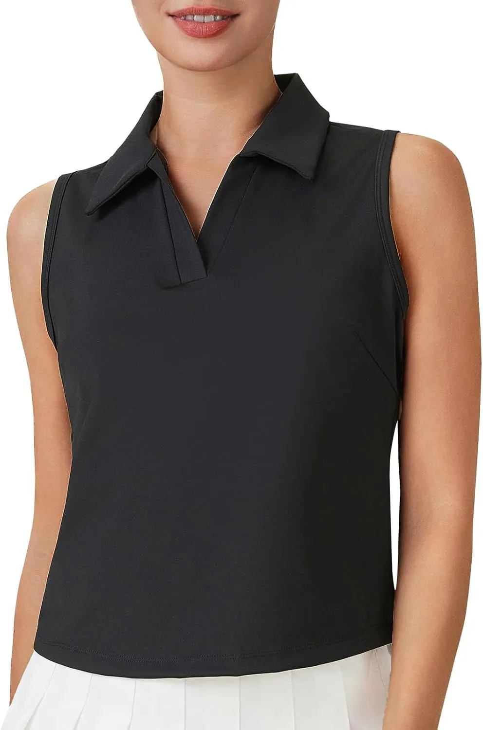 Turnhier Womens Sleeveless Golf Polo Shirts Quick Dry Collared V Neck Tennis Athletic Tank Tops