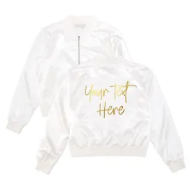 White Women's Bomber Jacket with Personalization