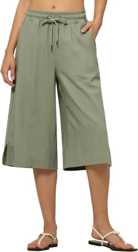 Willit Women's Linen Capri Pants Wide Leg Dress Casual Summer Pleated Capri High Waisted with Pockets 16"