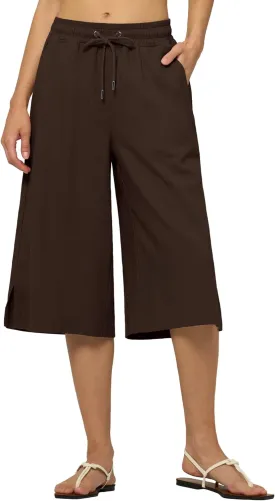 Willit Women's Linen Capri Pants Wide Leg Dress Casual Summer Pleated Capri High Waisted with Pockets 16"