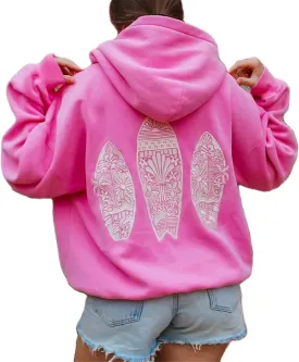 Women Embroidered Hoodies Y2K Long Sleeve Hooded Cute Preppy Fleece Pullover Sweatshirts with Pockets