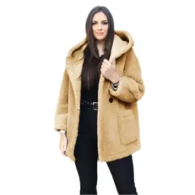 Women’s Oversized Shearling Hoodie Teddy Coat – Cozy & Stylish