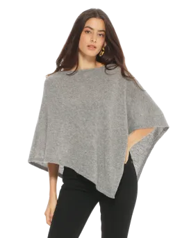 Womens's Pure Cashmere Capelet Poncho Medium Grey